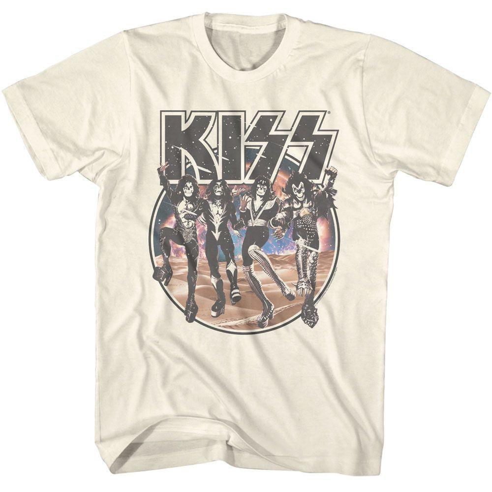 Kiss Space Circle With Skeleton Band Natural T Shirt